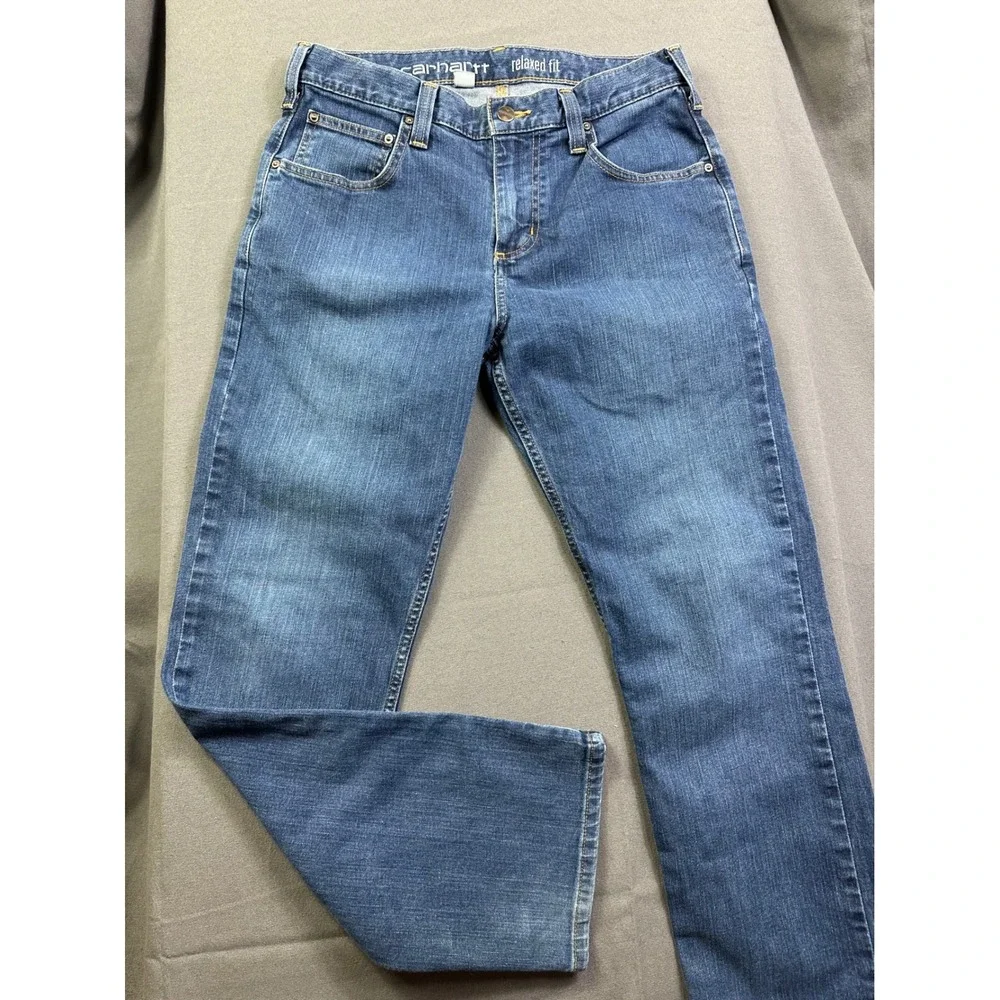 Carhartt Relaxed Fit Straight Leg Jeans Men's 31x30 Medium Wash Blue Denim - Picture 11 of 14